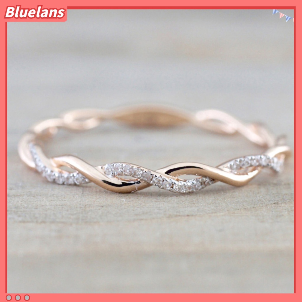 Nhẫn hợp kim thiết kế xoắn đính đá thời trang cho nữ