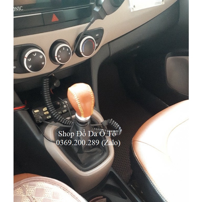 Bọc cần số các dòng xe Hyundai i10 số sàn da bò thật, bọc củ số các đời xe i10 số dàn, ốp da cần số xe I10