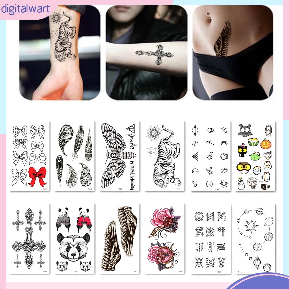 Hình xăm dán tạm thời chống nước họa tiết hoa và thú đáng yêu