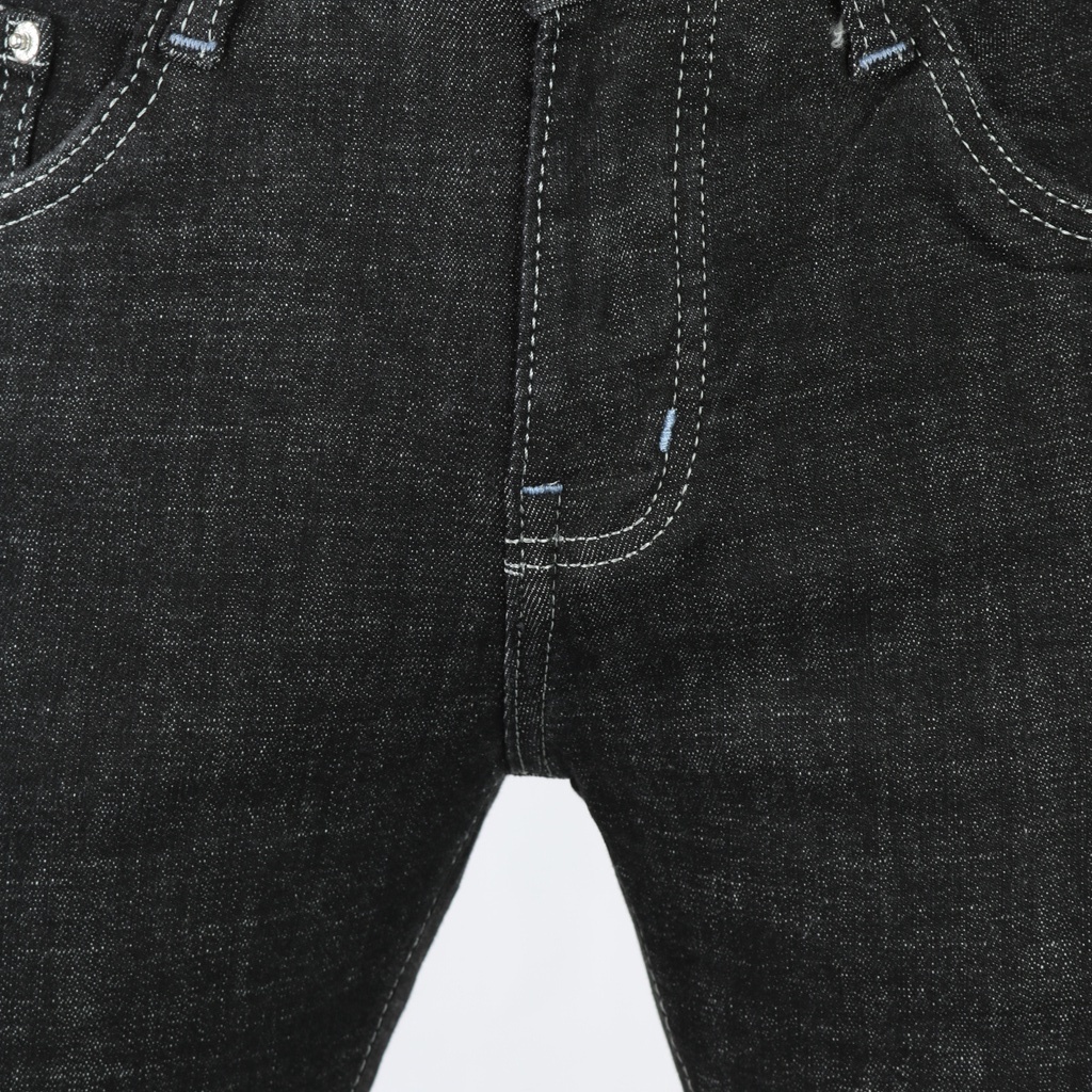 Quần Jean Nam Cao Cấp Đen Chỉ Nổi Không Ra Màu Form Slimfit Vải Dày Đẹp Co Giãn Tốt _ DJ10011
