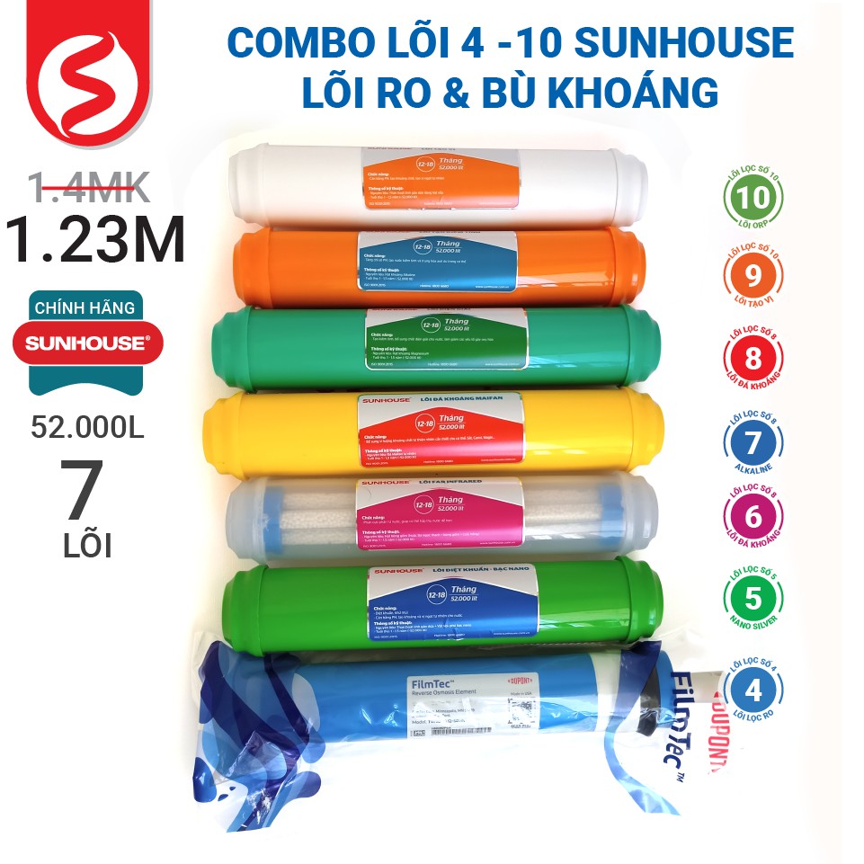Combo lõi 4- 10 SUNHOUSE Lõi RO &amp; Bù khoáng
