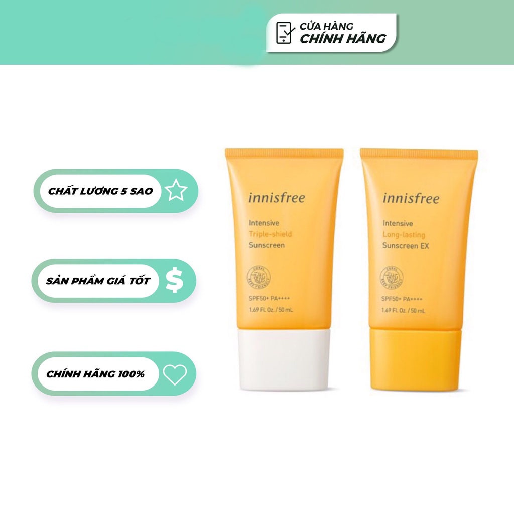 Kem chống nắng Innisfree hồng và vàng SPF 50+ PA