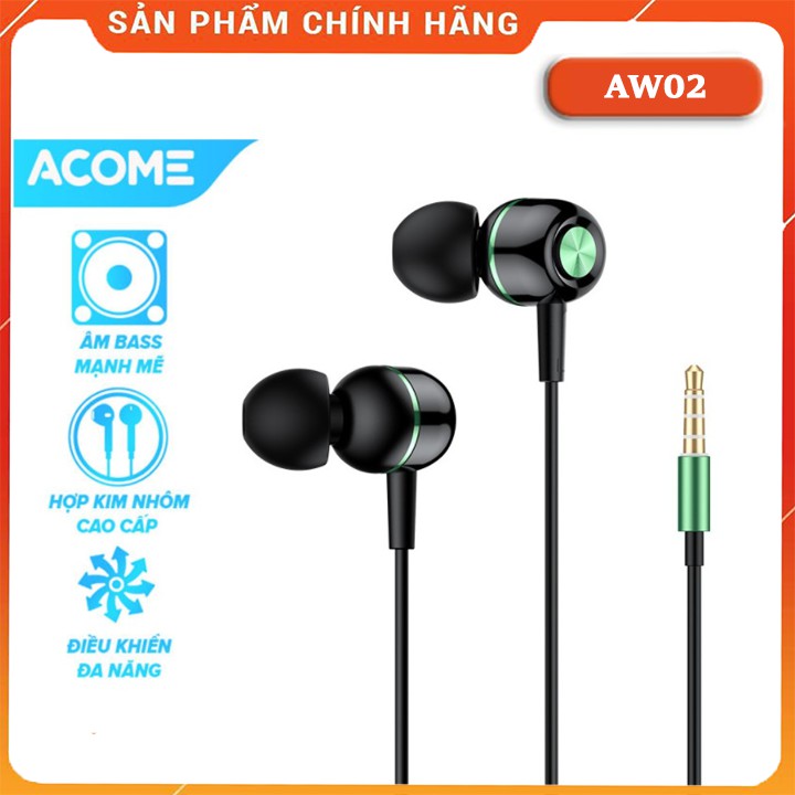 Tai Nghe Nhét Tai ACOME AW02 Âm Thanh HD - Mic Đàm Thoại