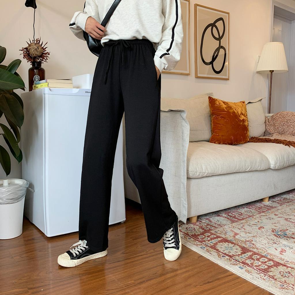 SUXI Quần Dài Ống Rộng Màu Trơn Thời Trang Nữ Tính