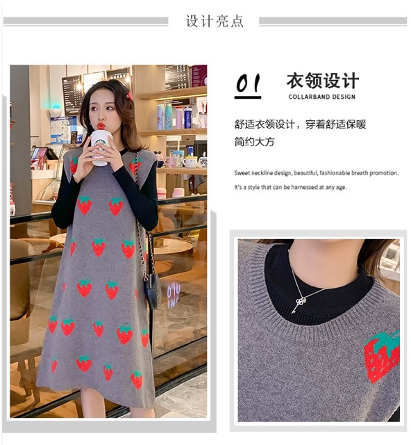 Set len áo+ váy quả dâu siêu xinh cho bà bầu(hàng quảng châu)sẵn set đen