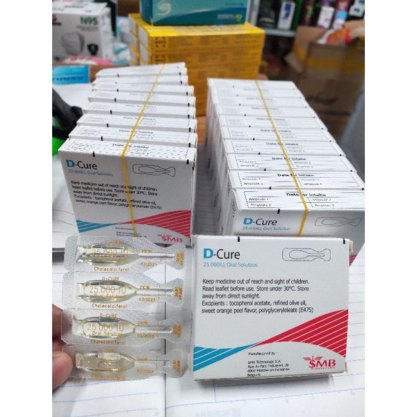 D-Cure chính hãng VTM D3,Vitamin D-cure hỗ trợ bổ sung Vitamin D thiếu hụt hộp 4 ống date 3/23
