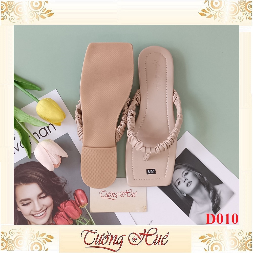 [Ảnh Thật 100%] Dép Kẹp Quai Nhún Mũi Vuông Đế Bệt