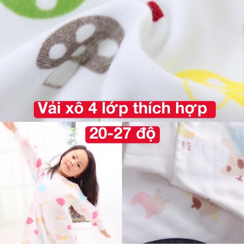 PHÒNG CẢM LẠNH giữ ấm bụng túi ngủ dành cho các bé hay đạp chăn túi ngủ liền chân cotton xô nhộng chũn