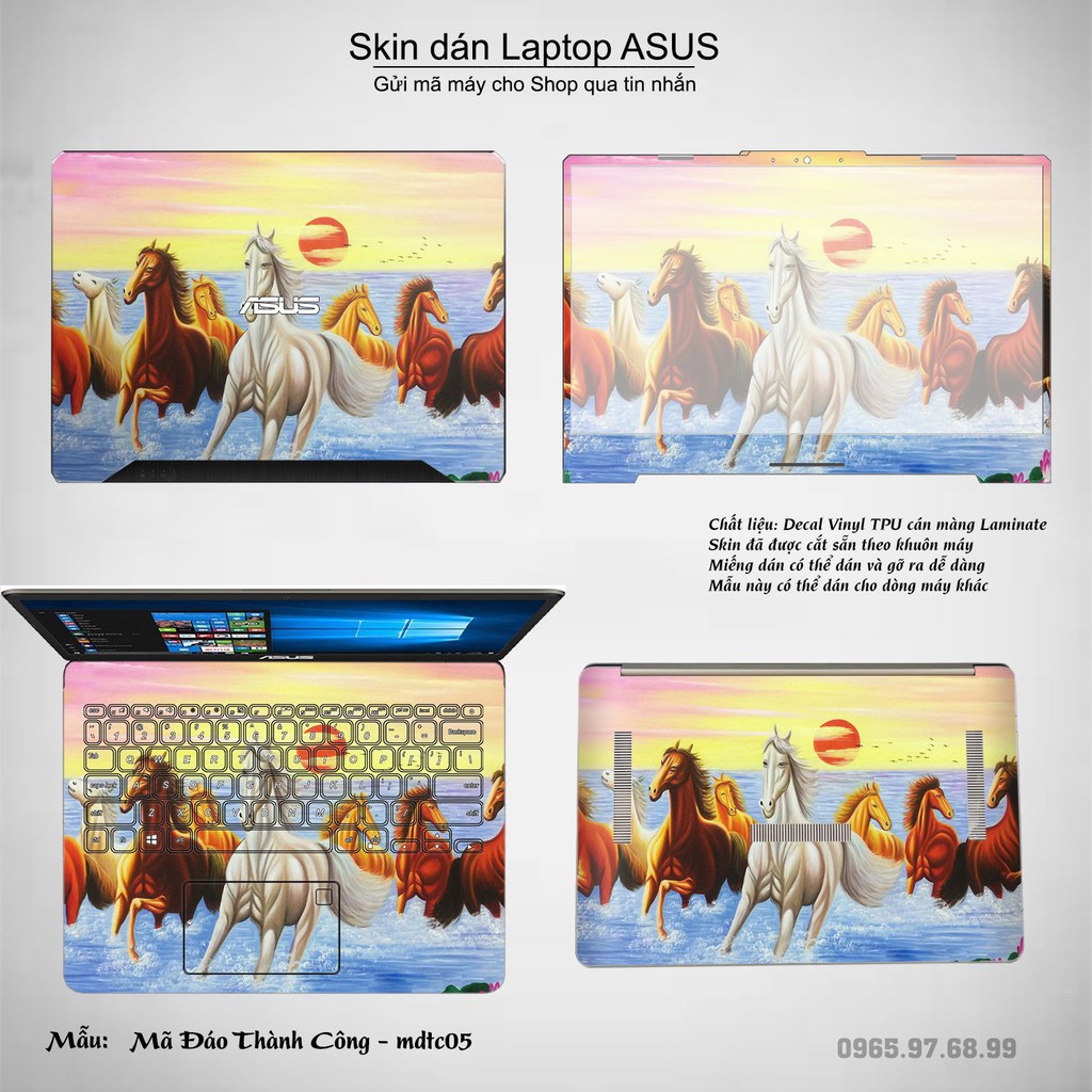 Skin dán Laptop Asus in hình Mã Đáo Thành Công (inbox mã máy cho Shop)