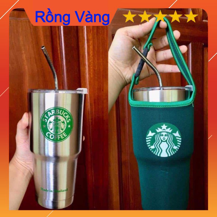 LY giữ nhiệt STARBUCK 900ml (Tặng kèm bộ ống hút inox kèm đồ rửa-Túi xách)