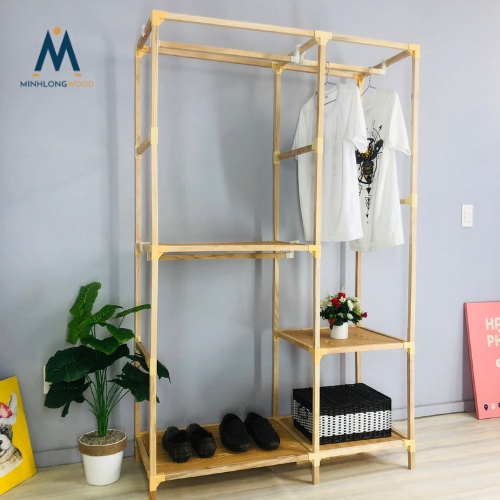 Kệ gỗ treo quần áo - Minhlongwood - M32 - Gỗ tự nhiên