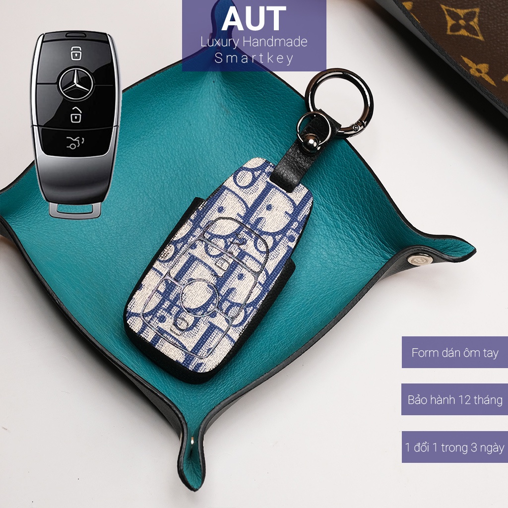 Ốp da chìa khóa ô tô Mercedes C180 C200 C250 C300 E180 E200 E300 Glc200 Glc250 Glc300 Dior handmade M2 AD