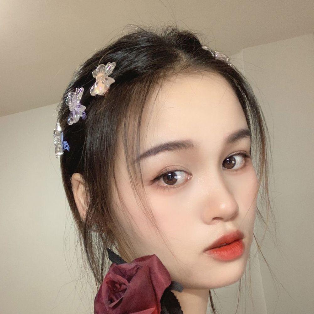 Kẹp Tóc Trong Suốt Thắt Nơ Họa Tiết Hình Học Phong Cách Hàn Quốc Thời Trang Cho Bé Gái