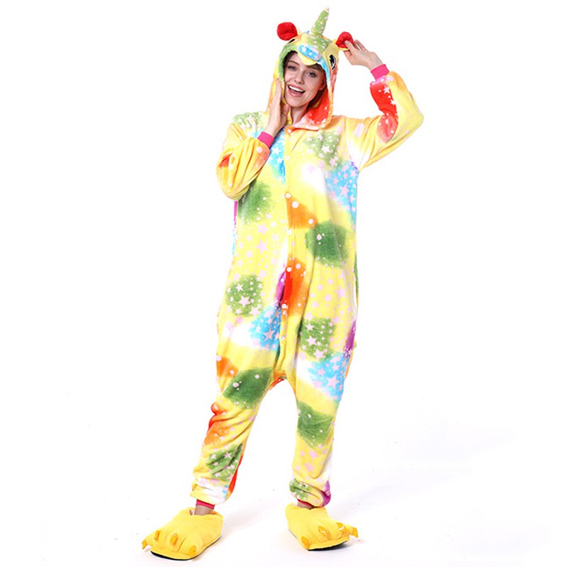 Rainbow Kigurumi Adult Women  Pajama Animal Anime Cosplay Party Performance Halloween  Pijama