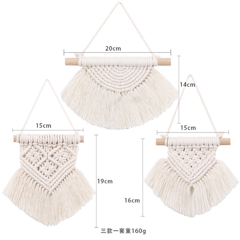 combo 3 macrame handmade treo tường trang trí