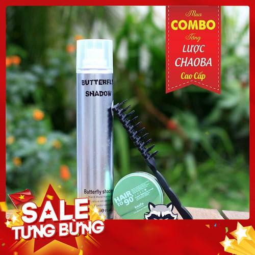 Sáp vuốt tóc Hair To 90 Xanh Kanfa 100ml + Gôm xịt tóc Butterfly Shadow 320ml +Tặng lược tạo kiểu