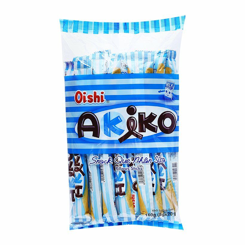 Bánh Snack Que Nhân Sữa Akiko Oishi Siu Ngon - Gói To 160gr - 20 que [BÃO SALE]