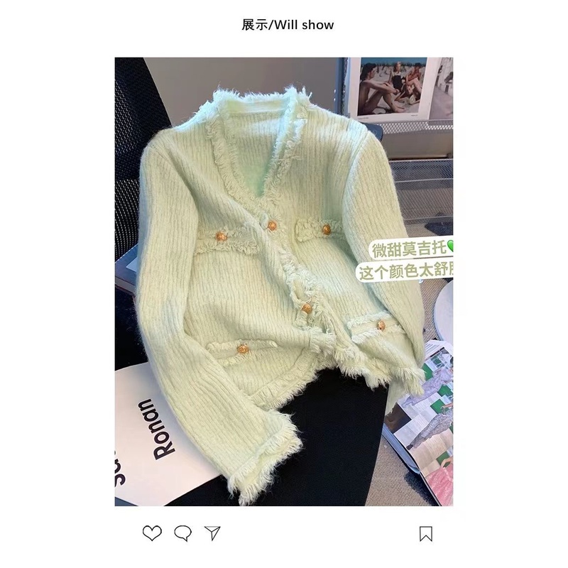 Áo Khoác Cardigan Dệt Kim Cổ Chữ V Dáng Ngắn Thời Trang Mùa Thu 2022 Cho Nữ