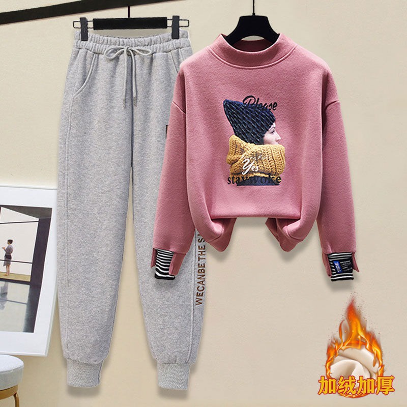 Bộ Quần Áo Nhiều Món plus size s-3xl📣🚚Áo Khoác Thời Trang Xuân Thu Cho Nữ👚+👖Áo Khoác denim Lót Lông Cừu Giả Hai Lớp Phong Cách Châu Âu Thời Trang Cho Nữ