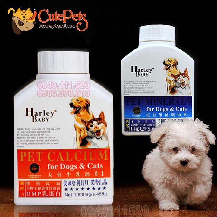 Viên Bổ xung khoáng chất vi lượng Harley Baby Pet Minerals lọ 428 viên - Cutepets