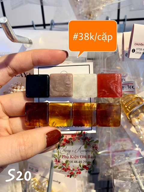 Set 2 kẹp vuông ẩn vân đá trong