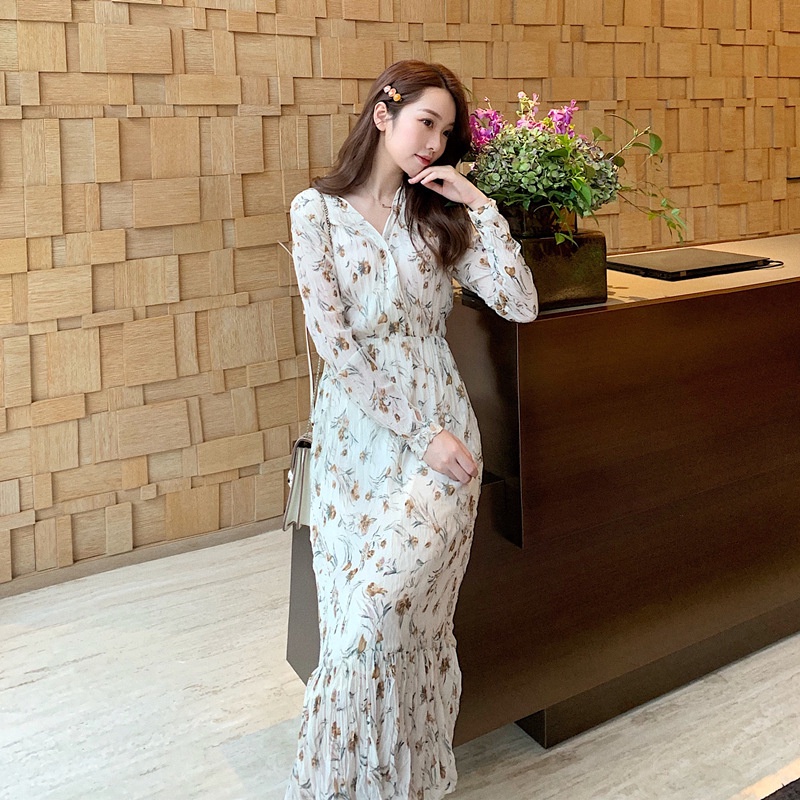 NRVP Đầm dài phong cách Pháp thời trang cho nữ