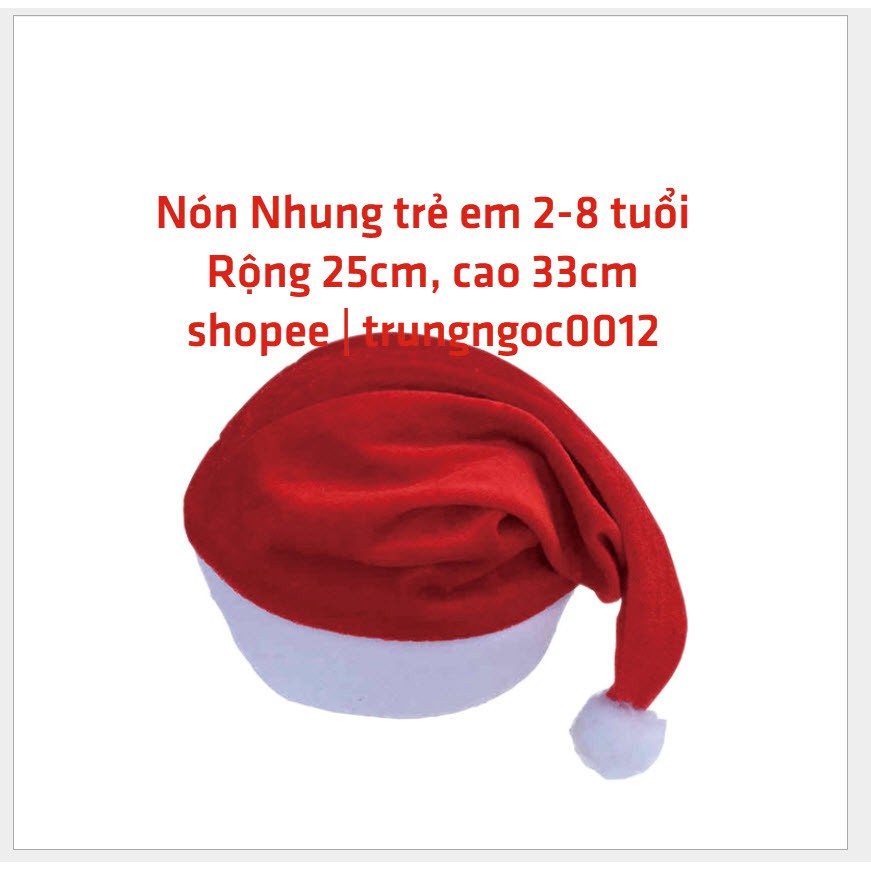 [HCM]  NÓN NHUNG - Nón ông già noel vải nhung cho trẻ 2-6 tuổi và người lớn