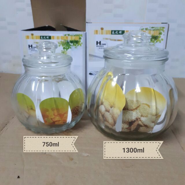 Hủ thủy tinh trái bí 750ml và 1300ml