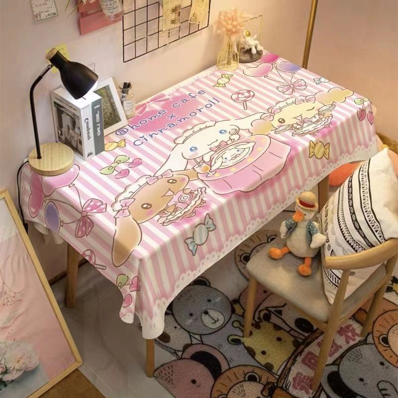 Khăn Trải Bàn Họa Tiết Sanrio Melody Kuromi Cinnamon Dog Dễ Thương Chống Bụi