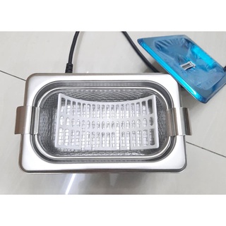 Máy rung rửa siêu âm 0.8 lít có rổ sắt để làm sạch kim loại, đồng hồ