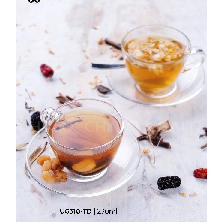 Bộ Tách Đĩa Cafe Thủy Tinh 220ml