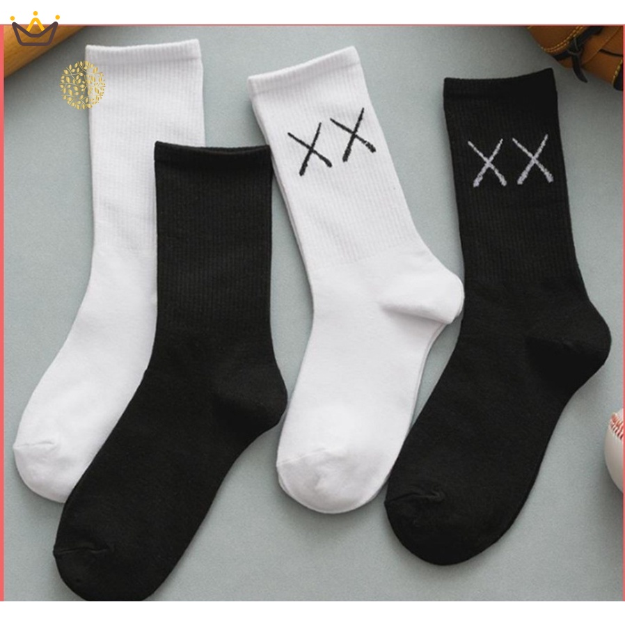 Vớ Cổ Cao Cao Màu Trơn in Chữ XX Thời Trang Cho Nam Và Nữ