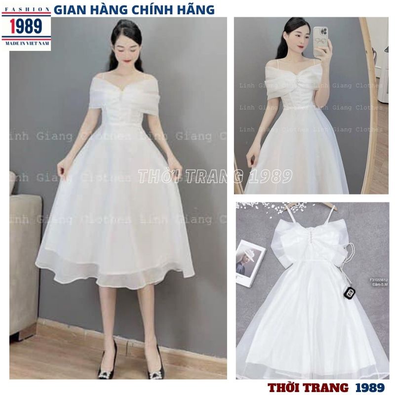 GKM_FREESHIP Đầm trễ vai nữ chất voan tơ 2 lớp bánh bèo dễ thương đính ngọc phong cách duyên dáng gợi cảm  LUNA DSS