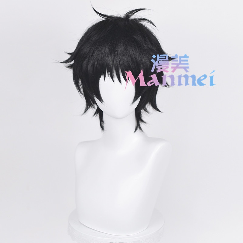 Manmei Anime Jujutsu Kaisen Yuta Okkotsu Cosplay Wig 30cm Black Short Hair Heat Resistant Synthetic Wigs