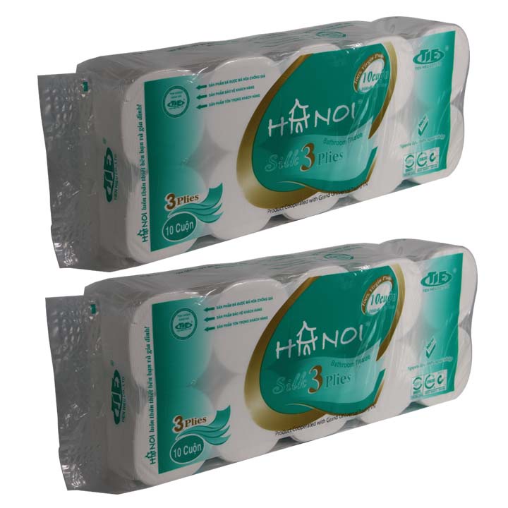 Giấy vệ sinh Hà Nội bịch 10 cuộn không lõi có lõi siêu dai siêu mịn