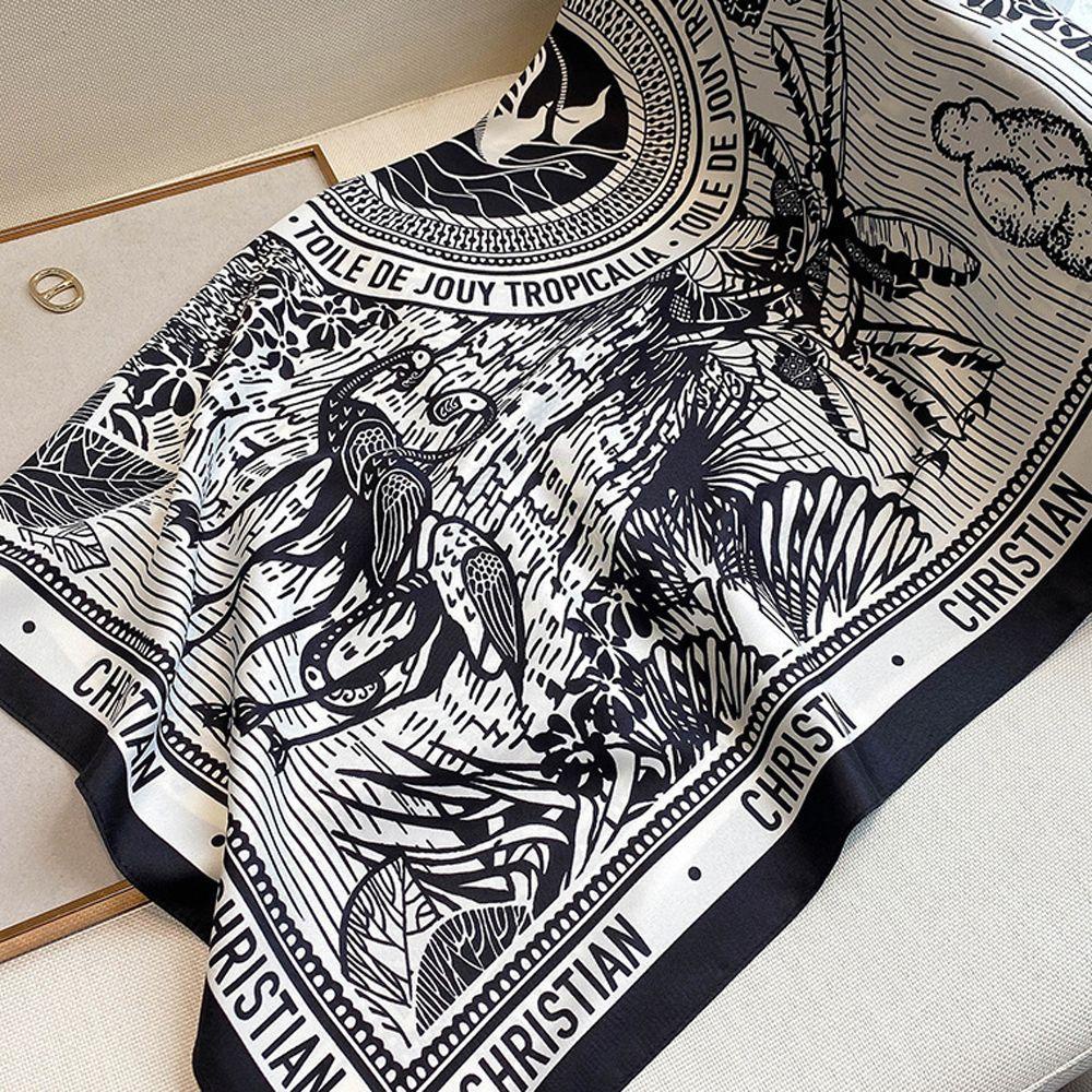 Mxgoods Khăn Lụa Vuông Cỡ Lớn In Họa Tiết Chữ Phong Cách Bohemian Cổ Điển Sang Trọng Thời Trang