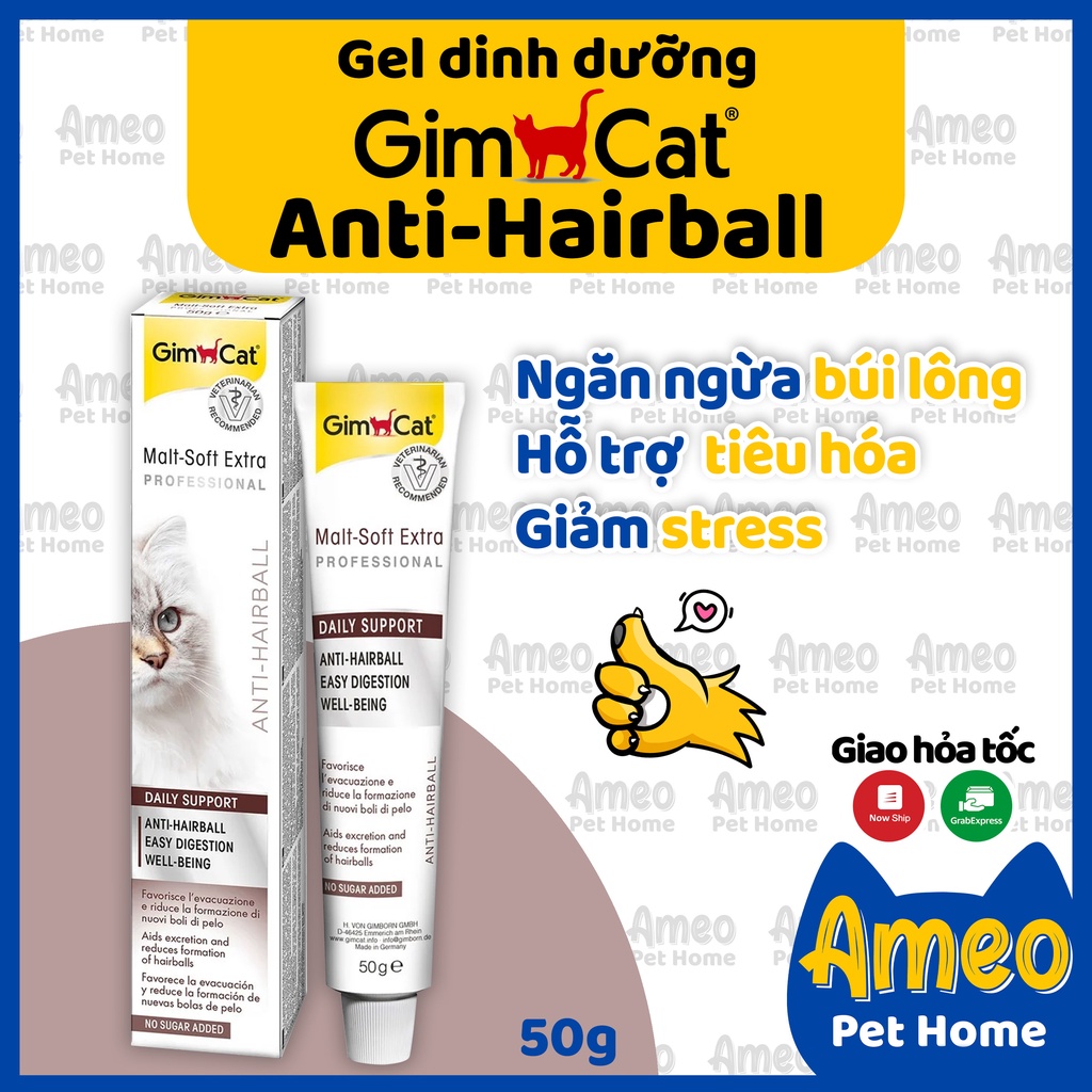 Gel dinh dưỡng cho mèo Gimcat Malt-Soft Extra Anti Hairball | Gel gimcat cho mèo tiêu búi lông và hỗ trợ tiêu hóa