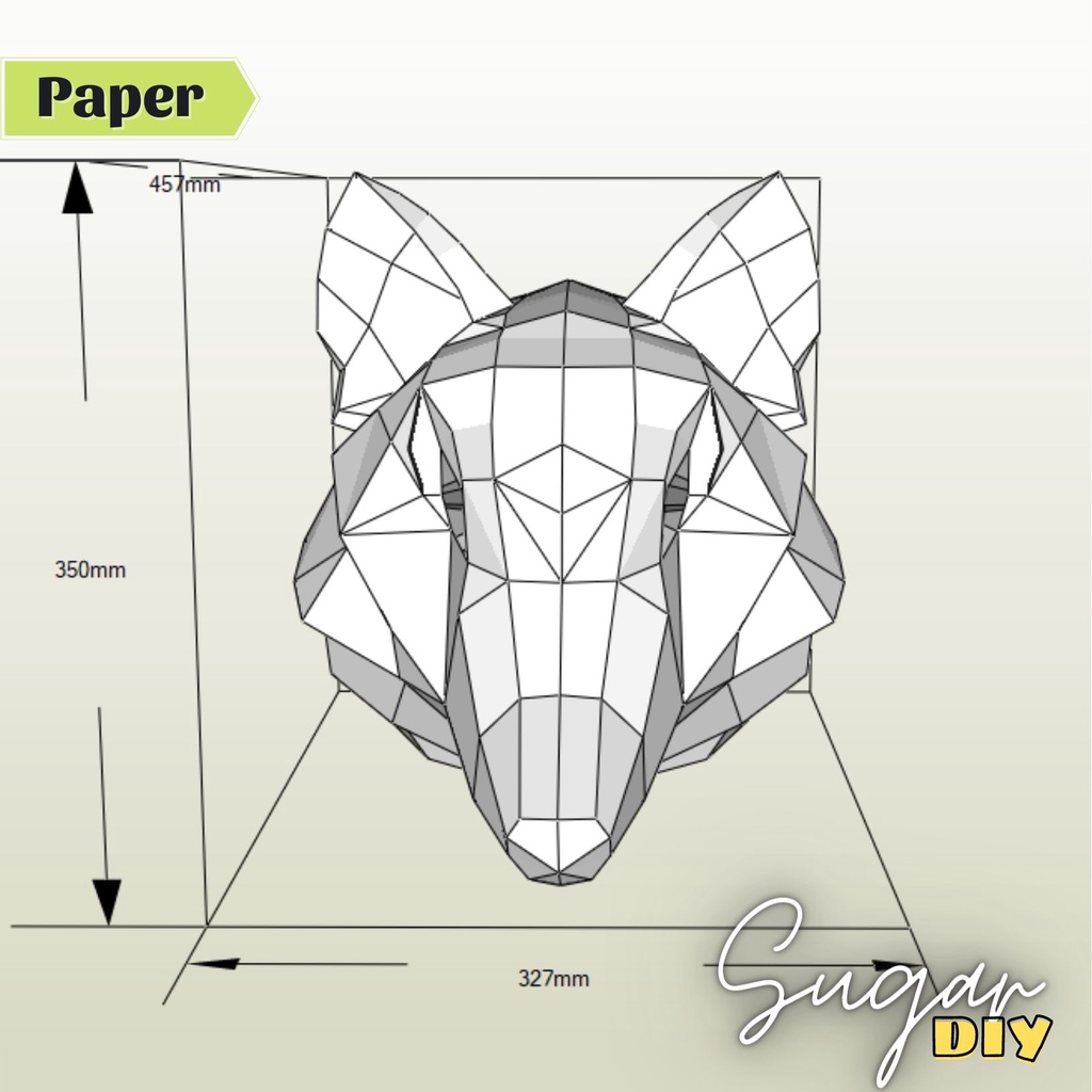 Mặt nạ sói - Mô hình giấy DIY màu trắng