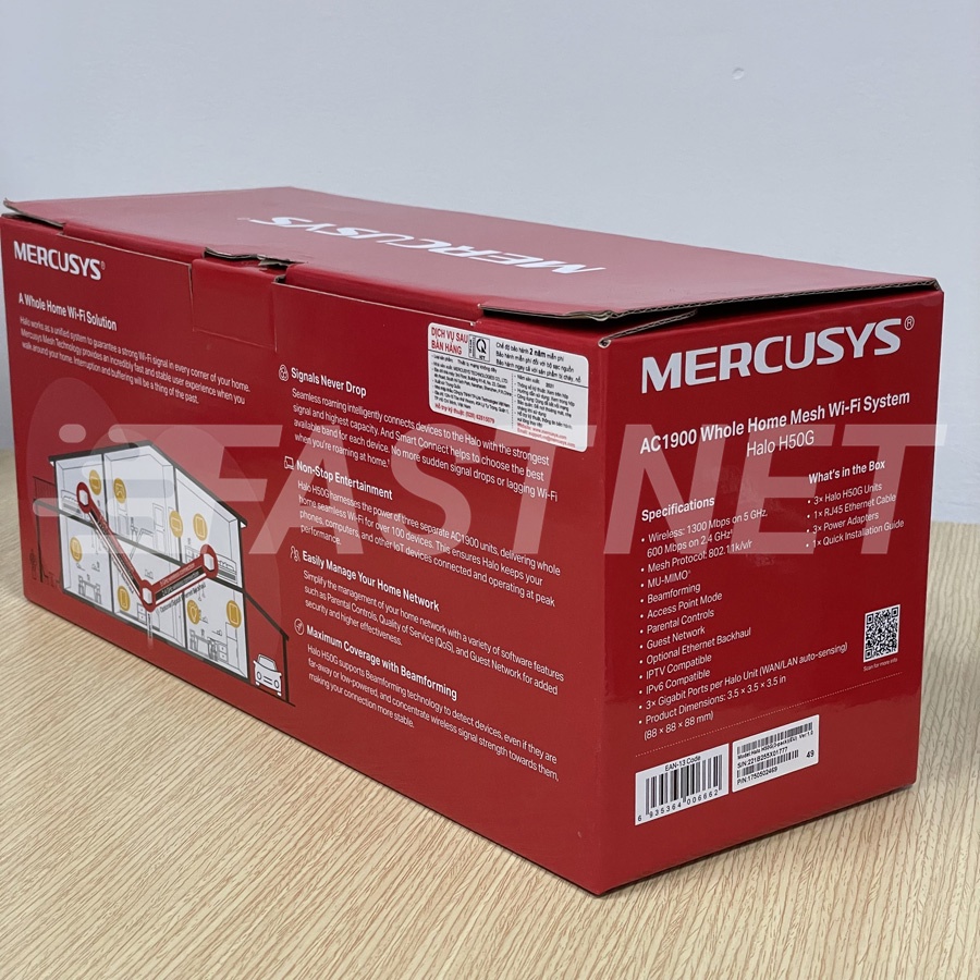 Hệ Thống Wi-Fi Mesh Cho Gia Đình Mercusys Halo H50G Chuẩn AC1900