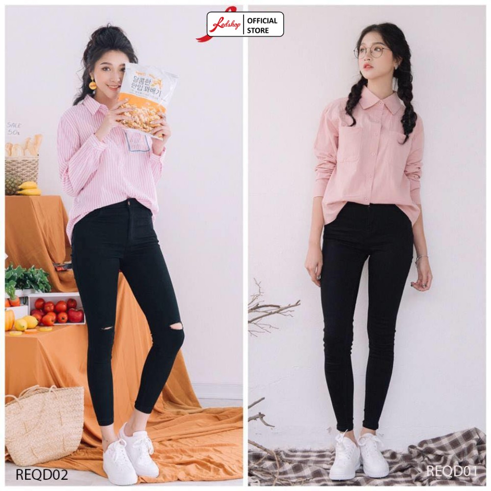 Quần Jean nữ dạo phố, đi chơi thời trang Hàn Quốc cạp cao 4D siêu co dãn Red Shop_29112