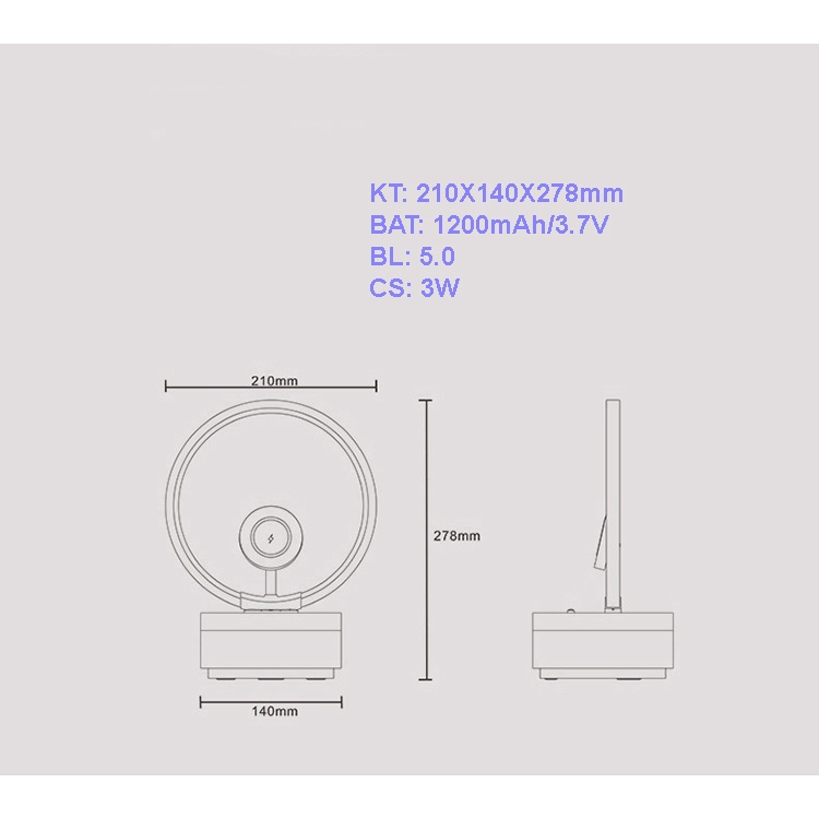 Loa Bluetooth kết hợp đèn nét và sạc cảm biến không dây 3in1