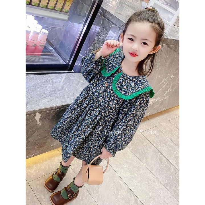 Váy hoa nhí cổ thủy thủ cho bé