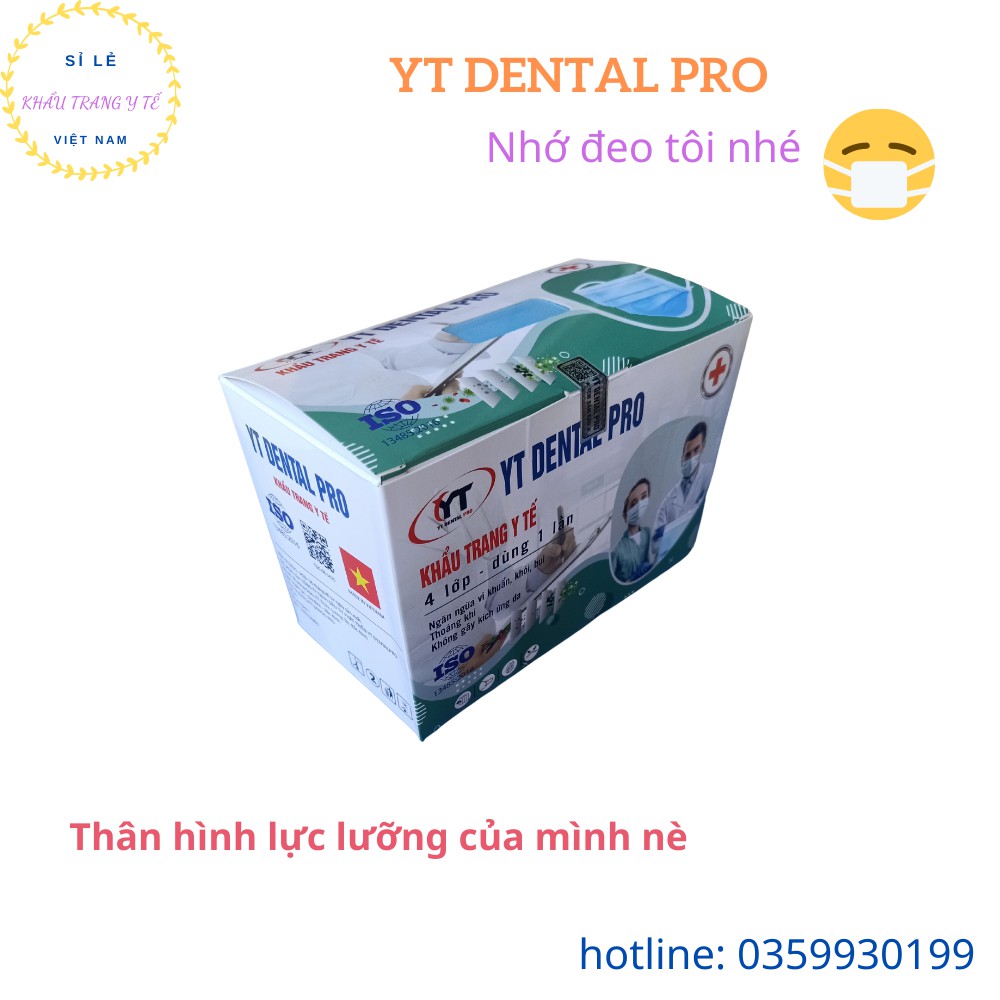 [YT DENTAL PRO] Khẩu Trang Y Tế Kháng Khuẩn 4 Lớp Hộp 50 Chiếc Màu Xanh, Màu Trắng, Màu Xám | BigBuy360 - bigbuy360.vn