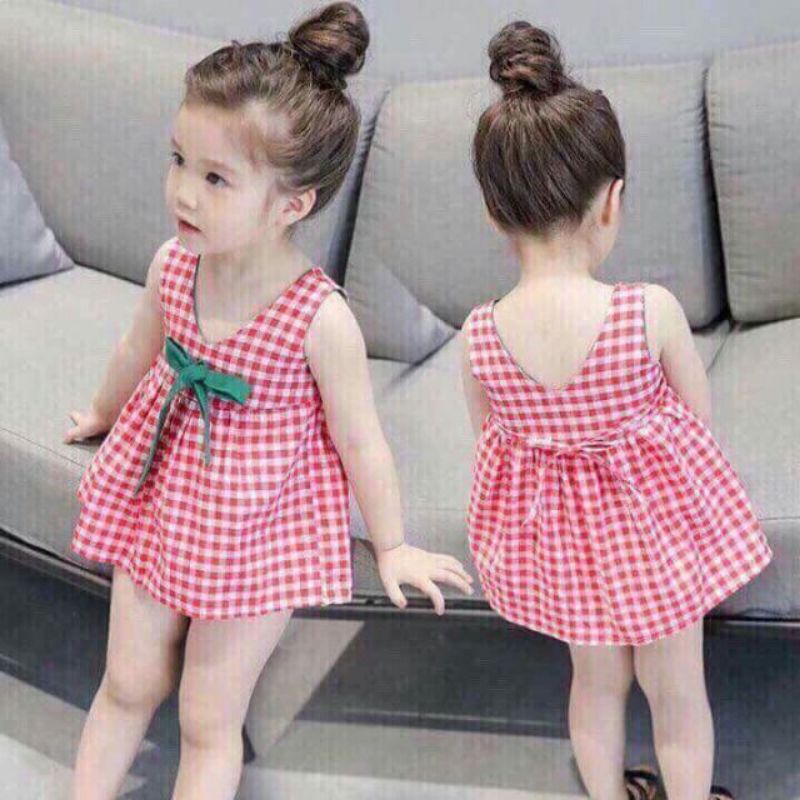 Váy kẻ siêu đẹp mát cho bé gái từ 1tuổi đến 15 tuổi kèm quà tặng