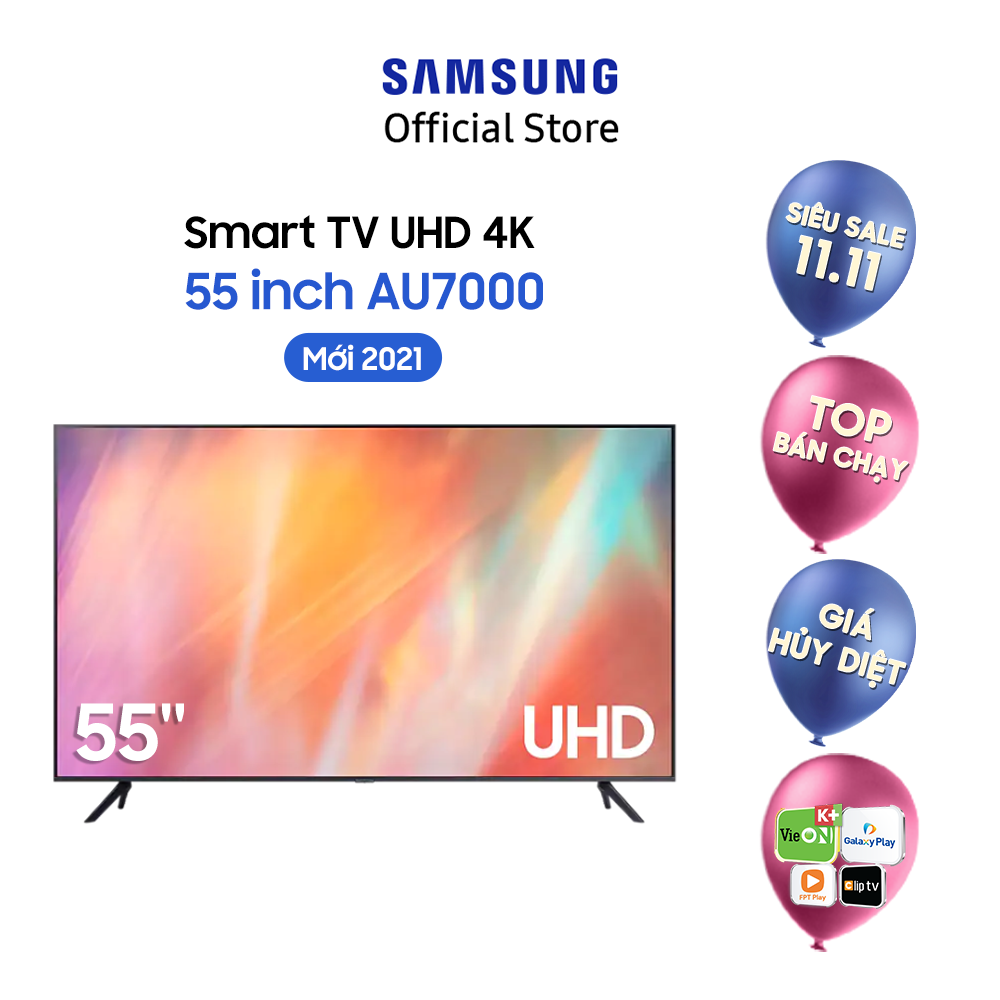 [Lưu SAM9 giảm 911K và ELSS1TR giảm 1TR] Smart Tivi Samsung 4K UHD 55 Inch UA55AU7000KXXV - Miễn phí lắp đặt | WebRaoVat - webraovat.net.vn