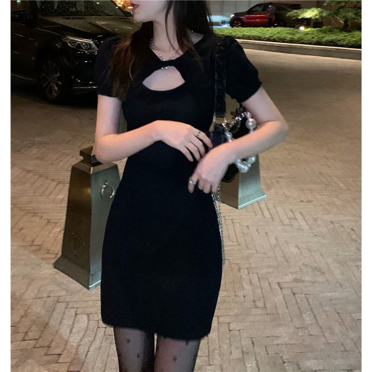 COZOK Đầm Tay Ngắn Dáng Ôm Kiểu Đơn Giản Hợp Thời Trang Quyến Rũ