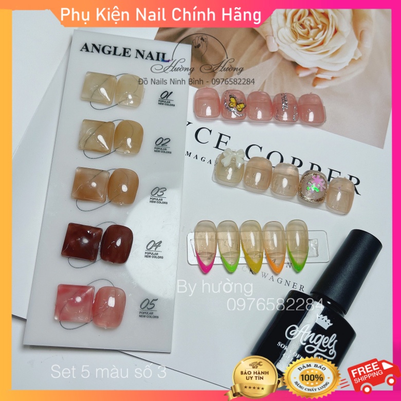 Set sơn móng tay gel, sơn màu ghi angle gồm 5 màu khác nhau (set 3)