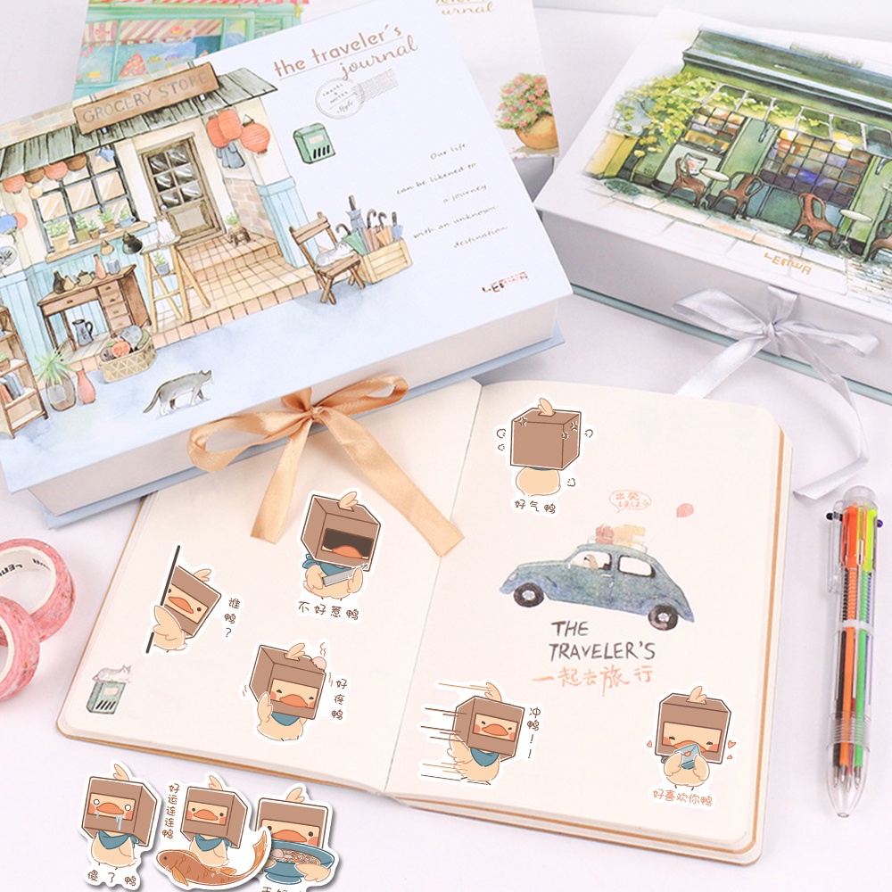 Bộ 50 Miếng Dán Trang Trí Laptop / Điện Thoại Hình Vịt Hoạt Hình Chống Thấm Nước