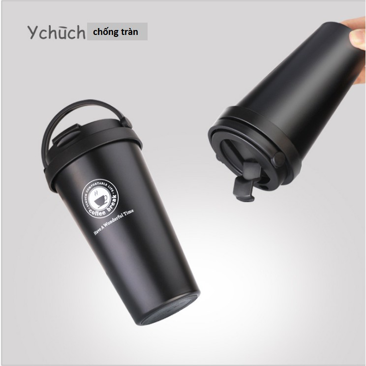 (cam kết giao đúng màu ) LY GIỮ NHIỆT CÀ PHÊ CÓ QUAI XÁCH CREATIVE 500ML INOX 304 XỊN - Ly Giữ Nhiệt Chống Tràn Kèm Quai