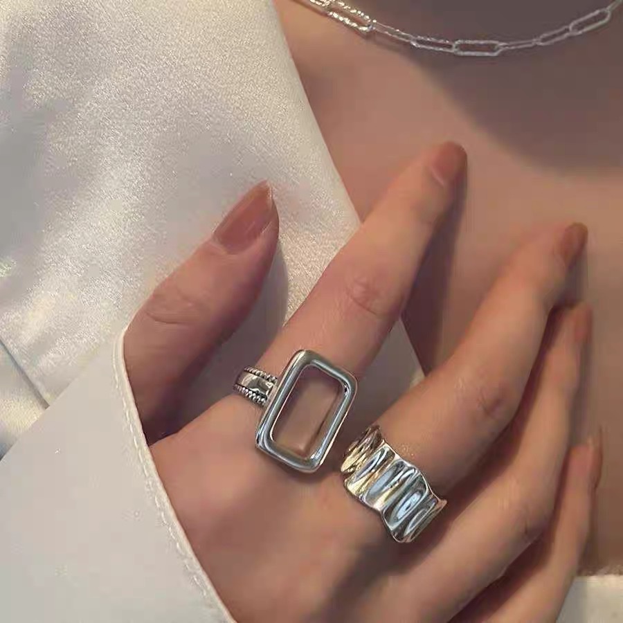 Nhẫn Thời Trang Hàn Quốc Thiết Kế Hình Chữ Nhật Độc Đáo